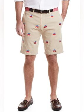 Castaway Clothing Stretch Twill Khaki Shorts with GOP Elephant Size 40